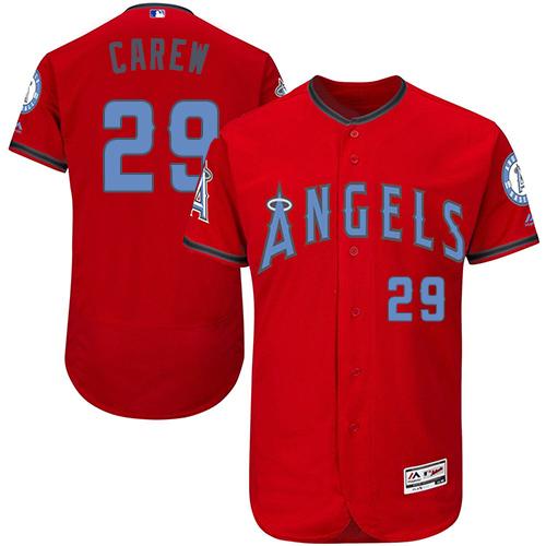 Angels of Anaheim #29 Rod Carew Red Flexbase Authentic Collection Father's Day Stitched MLB Jersey